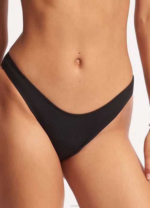 High Cut Pant Black Seafolly Women Swimwear JRJZ324