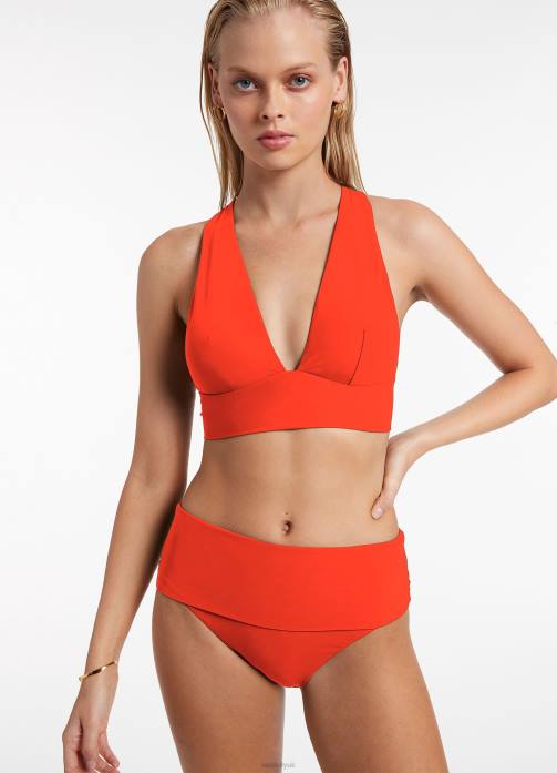 Jetset Fold Down High Waisted Bikini Bottom Fiamma Seafolly Women Swimwear JRJZ513