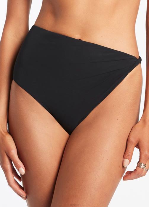 Jetset Twist Side Pant Black Seafolly Women Swimwear JRJZ449