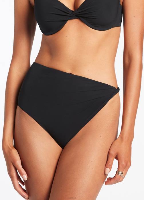 Jetset Twist Side Pant Black Seafolly Women Swimwear JRJZ449