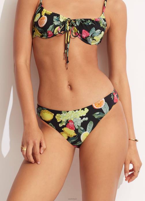 Lemoncello Hipster Pant Black Seafolly Women Swimwear JRJZ628