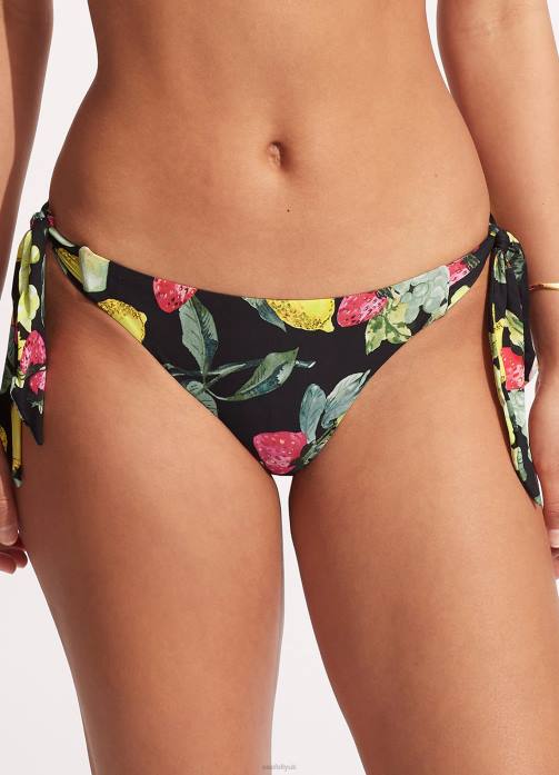 Lemoncello Tie-Side Pant Black Seafolly Women Swimwear JRJZ582