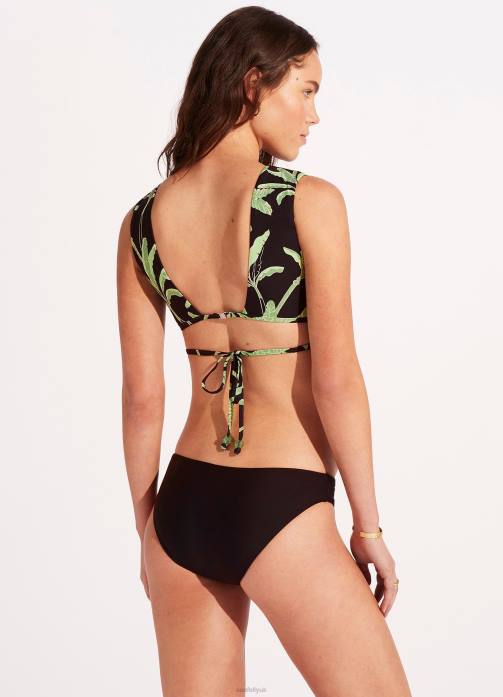 Palm Paradise Hipster Pant Black Seafolly Women Swimwear JRJZ551