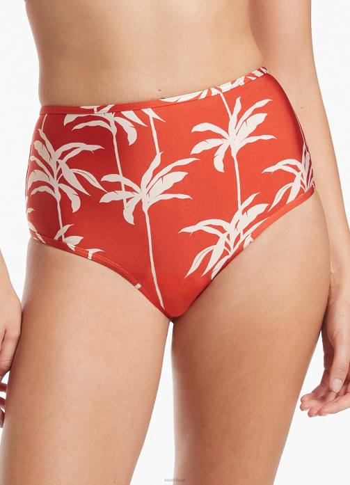 Palme High Waist Pant Cherry Seafolly Women Swimwear JRJZ557