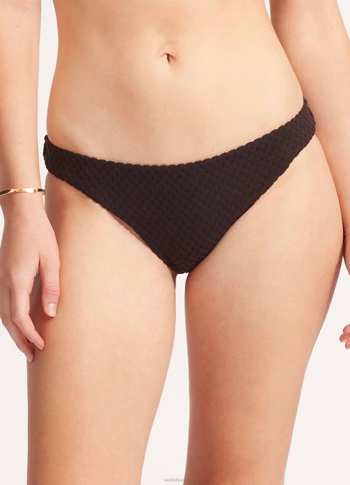 Riviera Hipster Pant Black Seafolly Women Swimwear JRJZ619