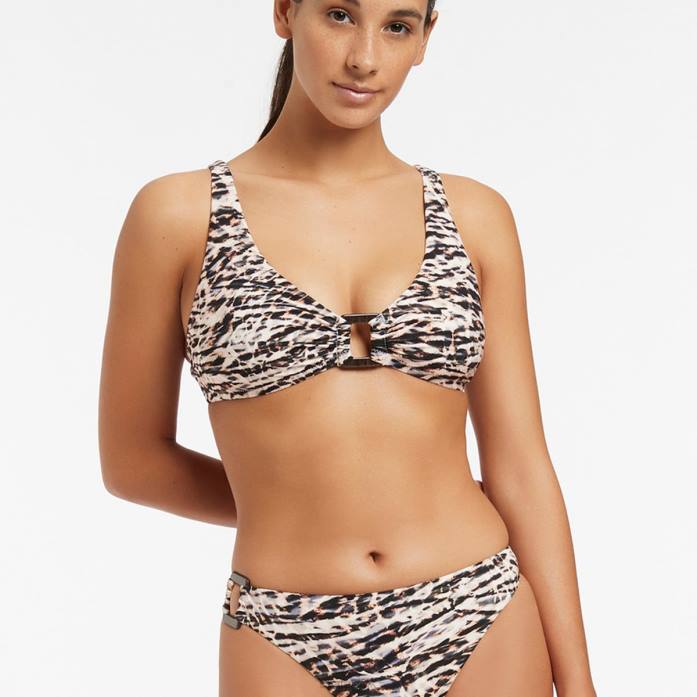 Sahara High Legline Trim Pant Black Seafolly Women Swimwear JRJZ472