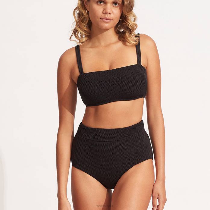 Sea Dive High Waisted Pant Black Seafolly Women Swimwear JRJZ259