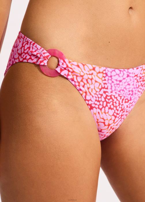 Sea Skin Trim Side Hipster Bikini Bottom Fuchsia Rose Seafolly Women Swimwear JRJZ303