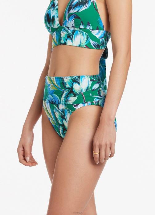 Viva Fold Down Pant Emerald Seafolly Women Swimwear JRJZ626