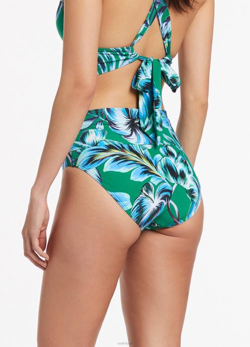 Viva Fold Down Pant Emerald Seafolly Women Swimwear JRJZ626