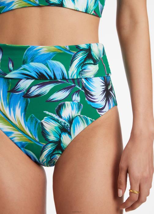 Viva Fold Down Pant Emerald Seafolly Women Swimwear JRJZ626
