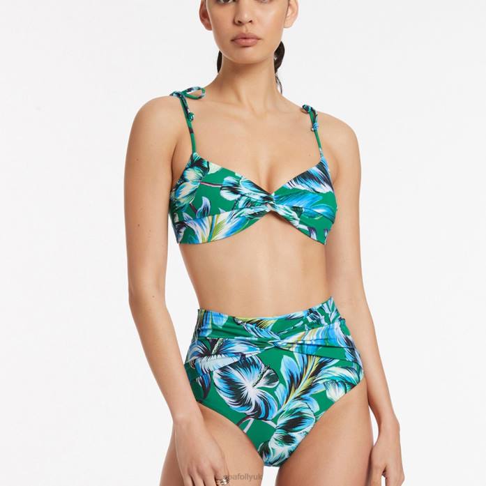 Viva Twist Front Bikini Bottom Emerald Seafolly Women Swimwear JRJZ422