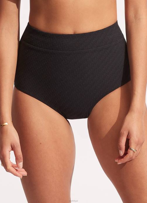 Willow High Waisted Pant Black Seafolly Women Swimwear JRJZ343