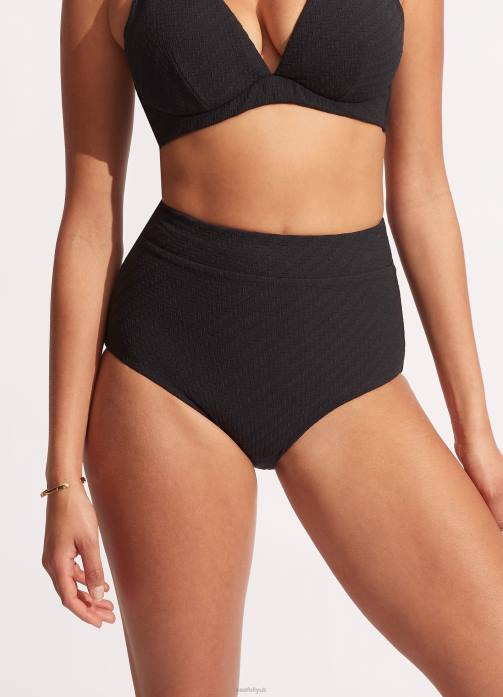 Willow High Waisted Pant Black Seafolly Women Swimwear JRJZ343