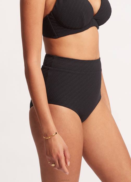 Willow High Waisted Pant Black Seafolly Women Swimwear JRJZ343