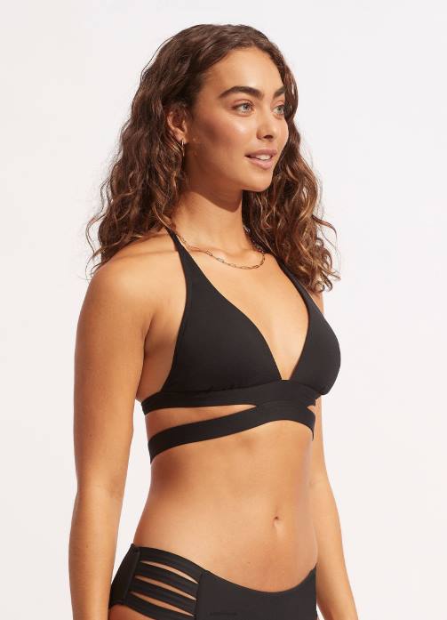Collective Halter Bra Black Seafolly Women Swimwear JRJZ201
