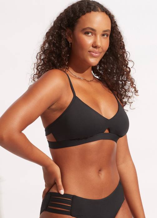 Collective Hybrid Bralette Black Seafolly Women Swimwear JRJZ196