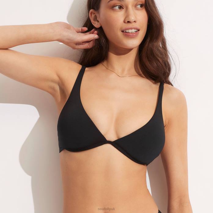 Collective Split Underwire Bra Black Seafolly Women Swimwear JRJZ226