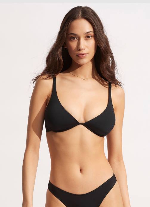 Collective Split Underwire Bra Black Seafolly Women Swimwear JRJZ226