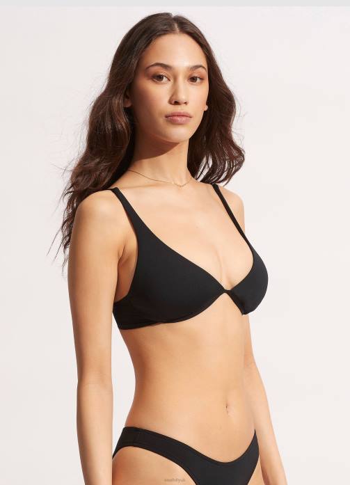 Collective Split Underwire Bra Black Seafolly Women Swimwear JRJZ226
