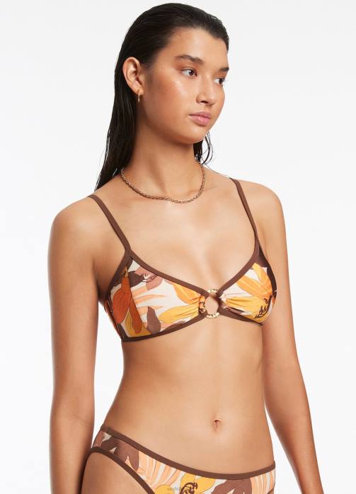 Floreale Trim Bralette Latte Seafolly Women Swimwear JRJZ415