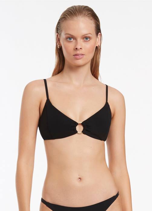 Jetset Trim Bralette Black Seafolly Women Swimwear JRJZ405