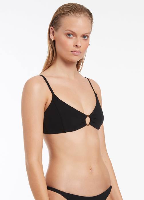 Jetset Trim Bralette Black Seafolly Women Swimwear JRJZ405