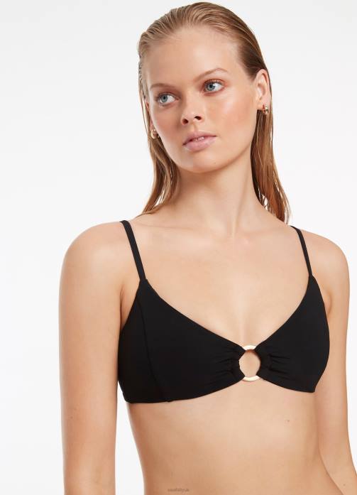 Jetset Trim Bralette Black Seafolly Women Swimwear JRJZ405