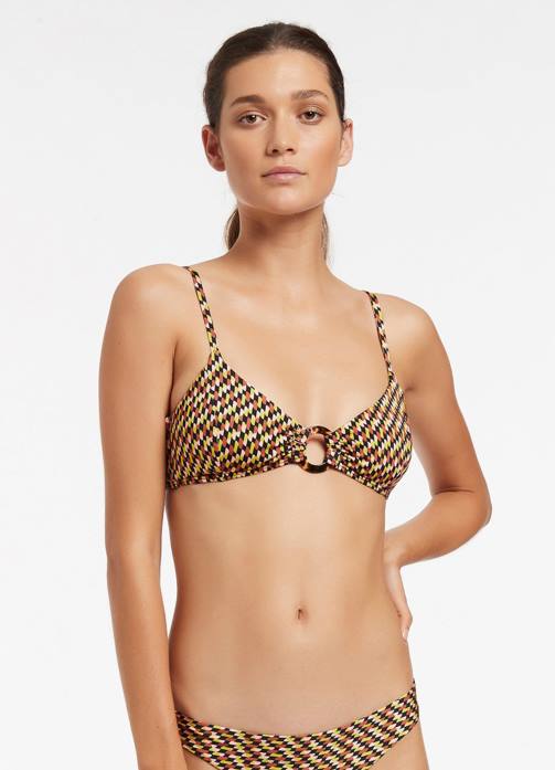 Nomadic Lights Trim Bralette Citron Seafolly Women Swimwear JRJZ471