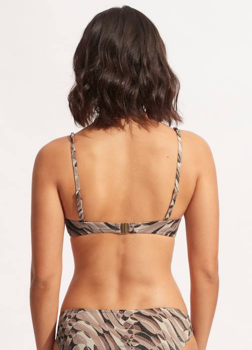 Poolside Ring Front Bralette Sepia Seafolly Women Swimwear JRJZ600