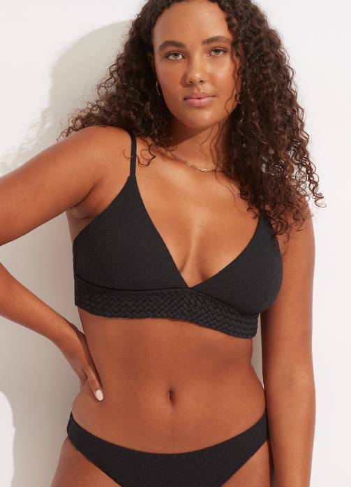 Willow Banded Bralette Black Seafolly Women Swimwear JRJZ367