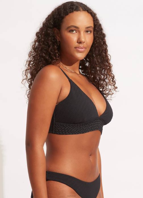 Willow Banded Bralette Black Seafolly Women Swimwear JRJZ367