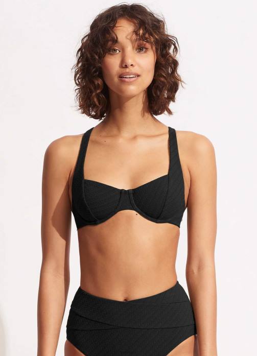 Willow Underwire Bra Black Seafolly Women Swimwear JRJZ443