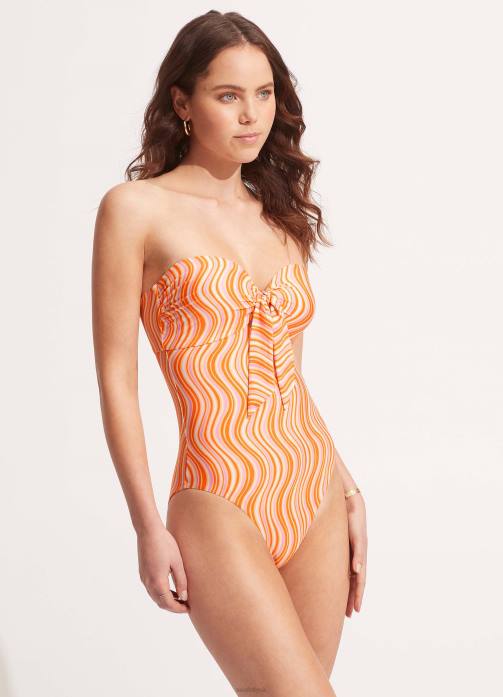 Mod Squad Twist Tie Front One Piece Mandarin Seafolly Women Swimwear JRJZ142