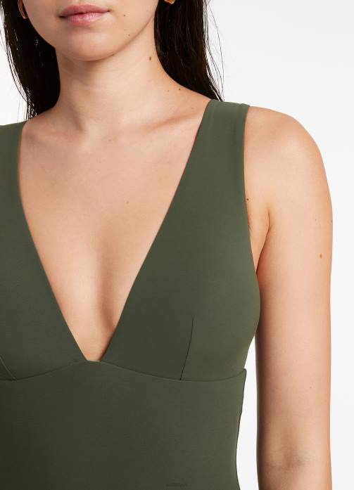 Jetset Plunge One Piece Olive Seafolly Women Swimwear JRJZ129