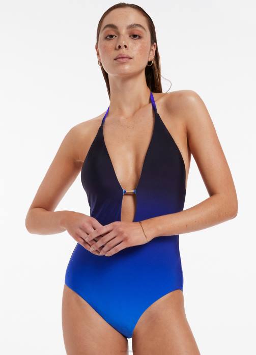 Oia Sunset Plunge One Piece Ocean Seafolly Women Swimwear JRJZ69