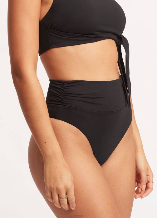 Collective High Cut Rio Black Seafolly Women Swimwear JRJZ206