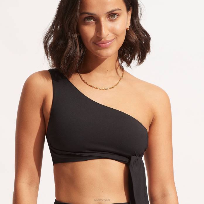 Collective One Shoulder Top Black Seafolly Women Swimwear JRJZ207