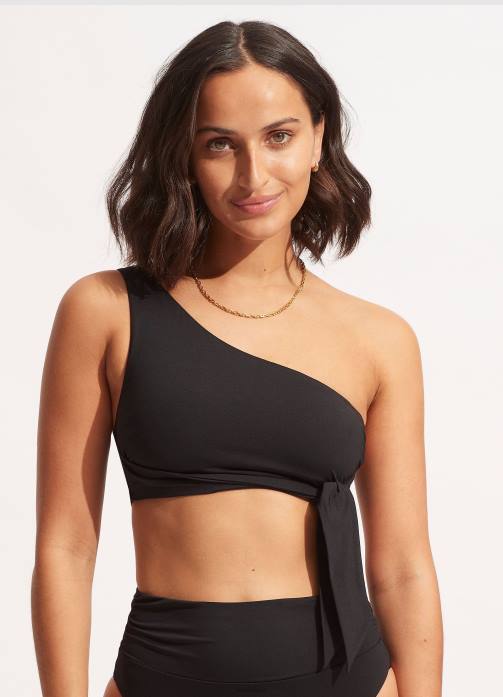 Collective One Shoulder Top Black Seafolly Women Swimwear JRJZ207