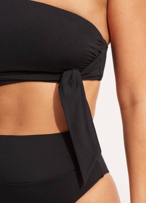 Collective One Shoulder Top Black Seafolly Women Swimwear JRJZ207