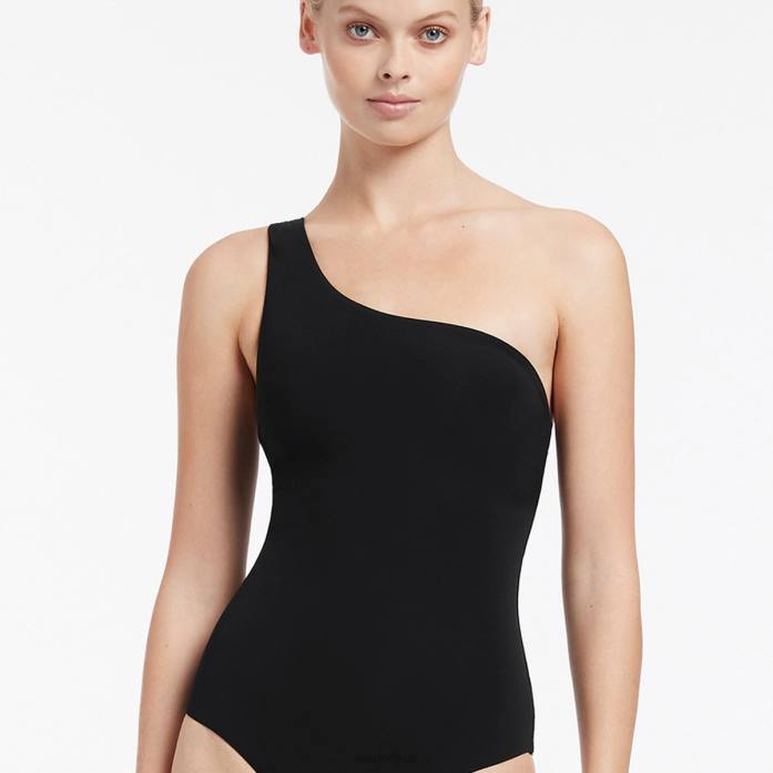 Jetset One Shoulder One Piece Black Seafolly Women Swimwear JRJZ132