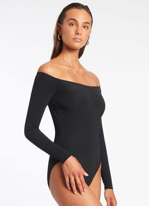 Jetset Off Shoulder Surfsuit Black Seafolly Women Swimwear JRJZ86