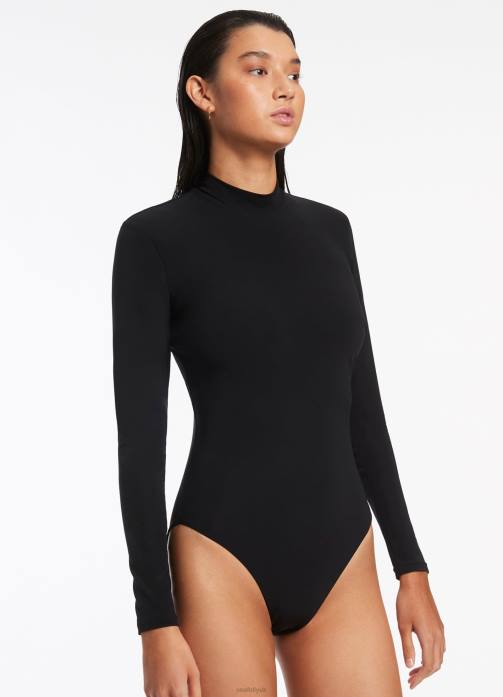 Jetset Zip Up Surfsuit Black Seafolly Women Swimwear JRJZ72