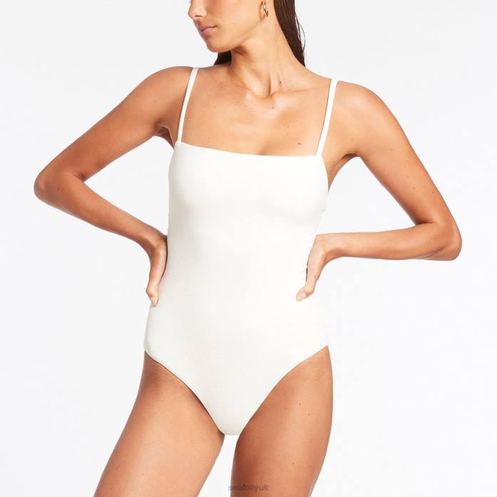 Isla Rib Minimal Tank One Piece Cream Seafolly Women Swimwear JRJZ121