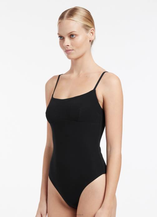 Jetset Tank One Piece Black Seafolly Women Swimwear JRJZ96