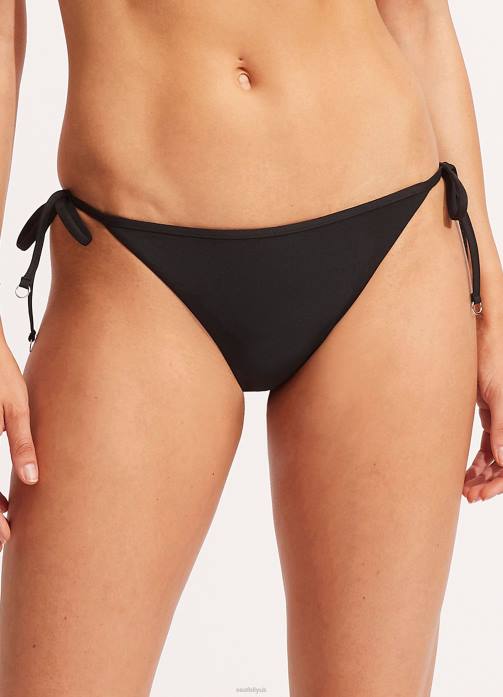 Collective Hipster Tie Side Black Seafolly Women Swimwear JRJZ225