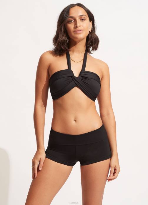 Collective Roll Top Boyleg Black Seafolly Women Swimwear JRJZ200