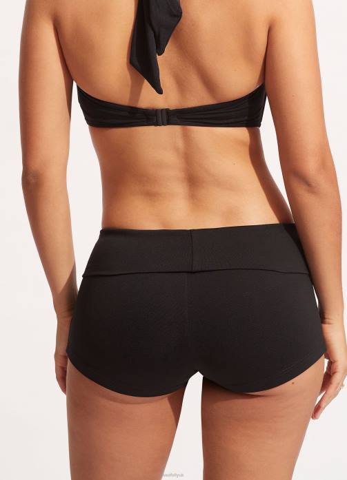 Collective Roll Top Boyleg Black Seafolly Women Swimwear JRJZ200