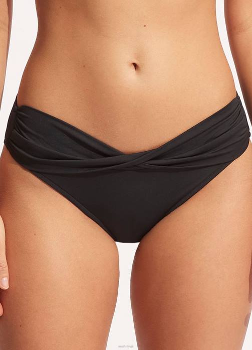Collective Twist Band Hipster Black Seafolly Women Swimwear JRJZ191