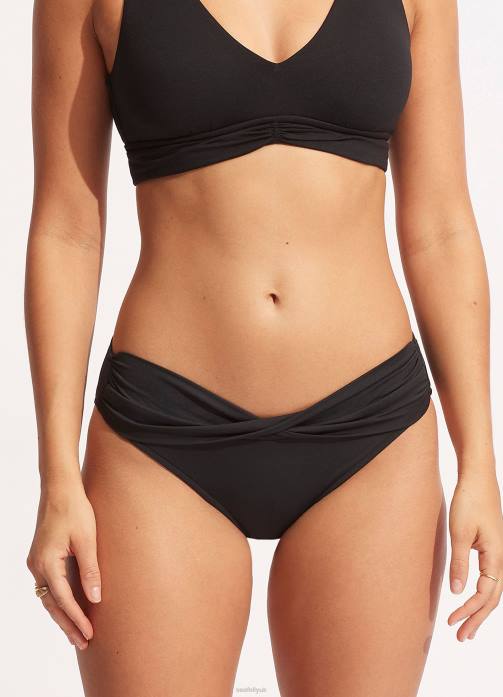 Collective Twist Band Hipster Black Seafolly Women Swimwear JRJZ191